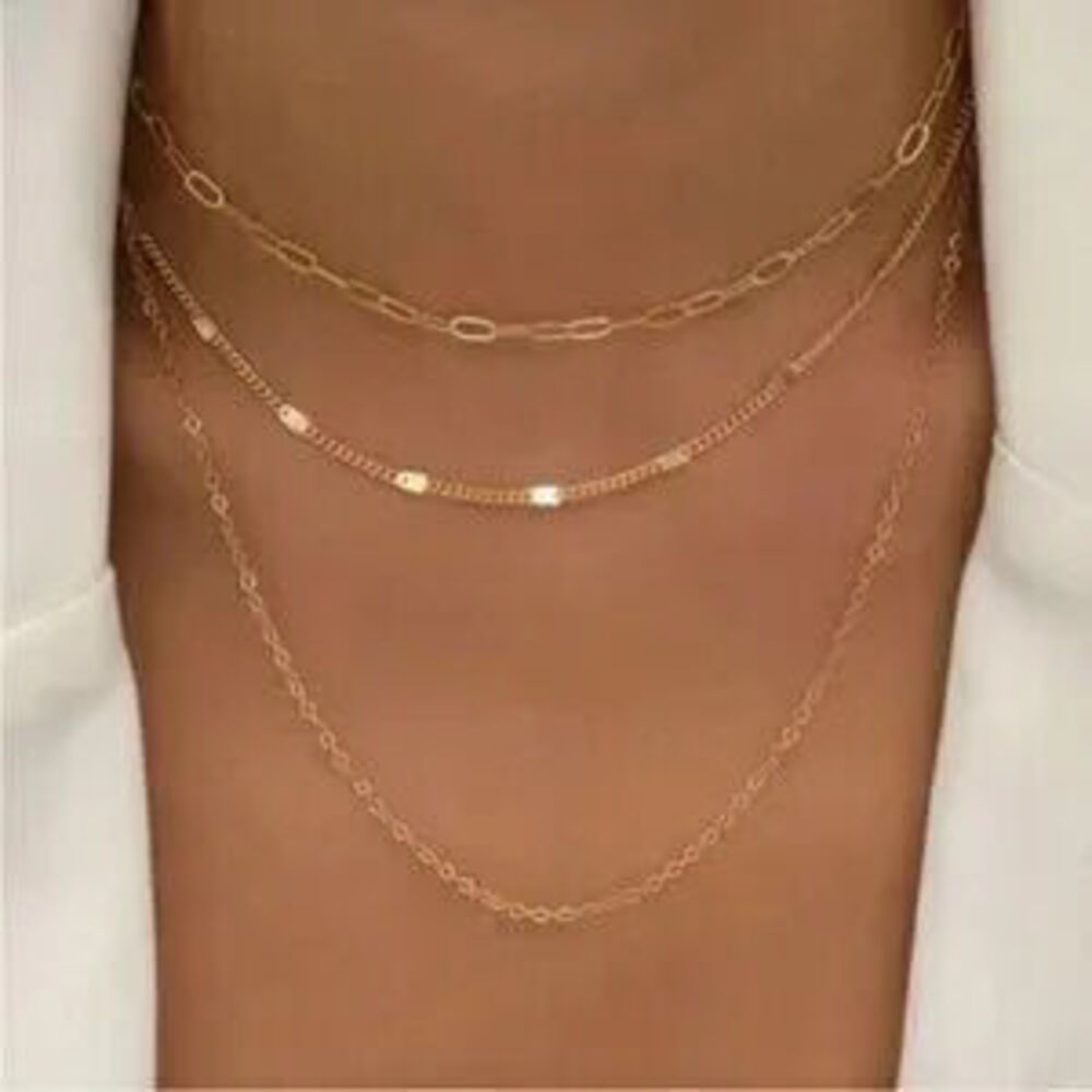Gold Multi Layered 1pc Chain Necklace Dainty